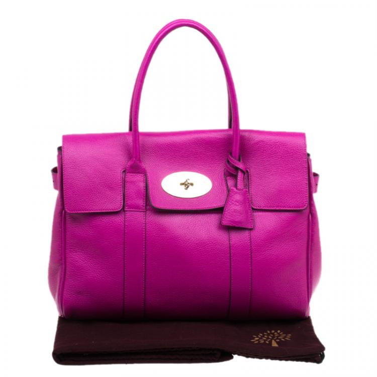 Pre Owned Mulberry Pink Pebbled Leather Bayswater Satchel