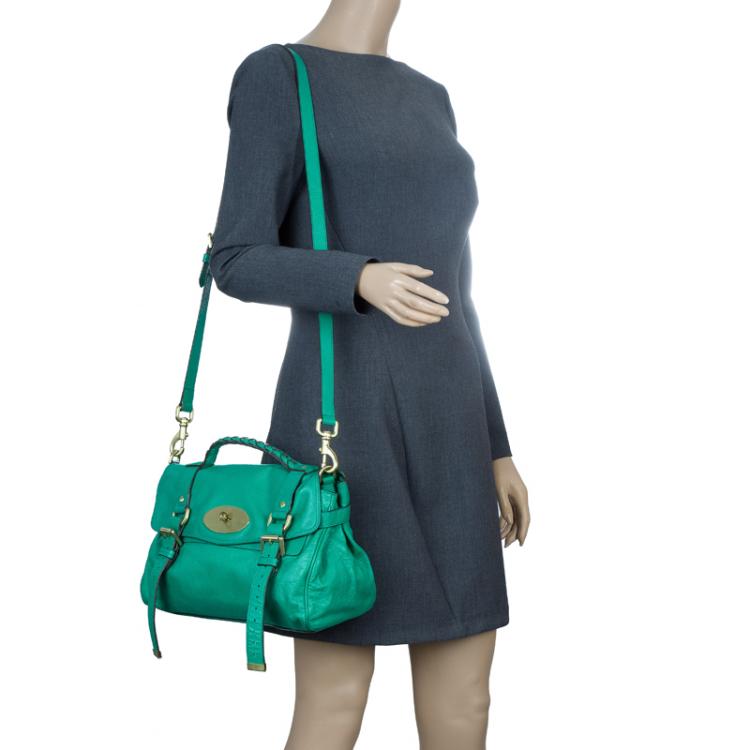 Pre Owned Mulberry Green Leather Alexa Shoulder Bag