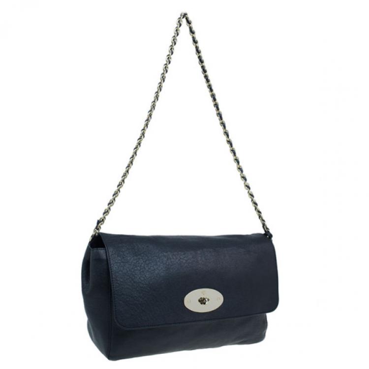 Pre Owned Mulberry Black Glossy Leather Lily Shoulder Bag