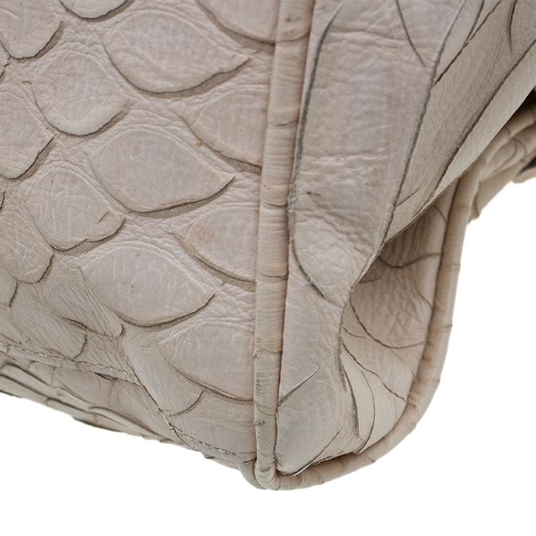 Pre Owned Mulberry Beige Python Embossed Leather Alexa Shoulder Bag