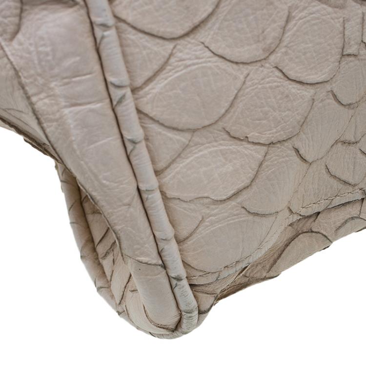 Pre Owned Mulberry Beige Python Embossed Leather Alexa Shoulder Bag