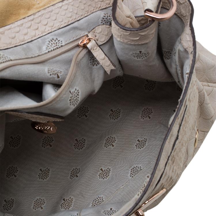 Pre Owned Mulberry Beige Python Embossed Leather Alexa Shoulder Bag