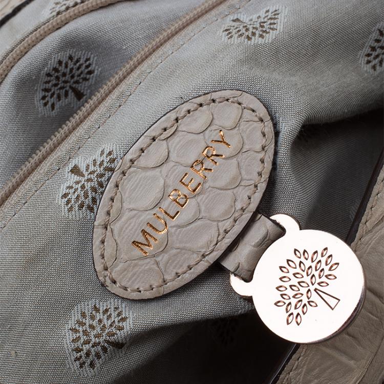 Pre Owned Mulberry Beige Python Embossed Leather Alexa Shoulder Bag