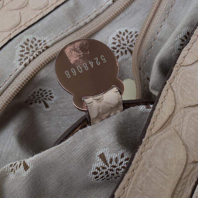 Pre Owned Mulberry Beige Python Embossed Leather Alexa Shoulder Bag