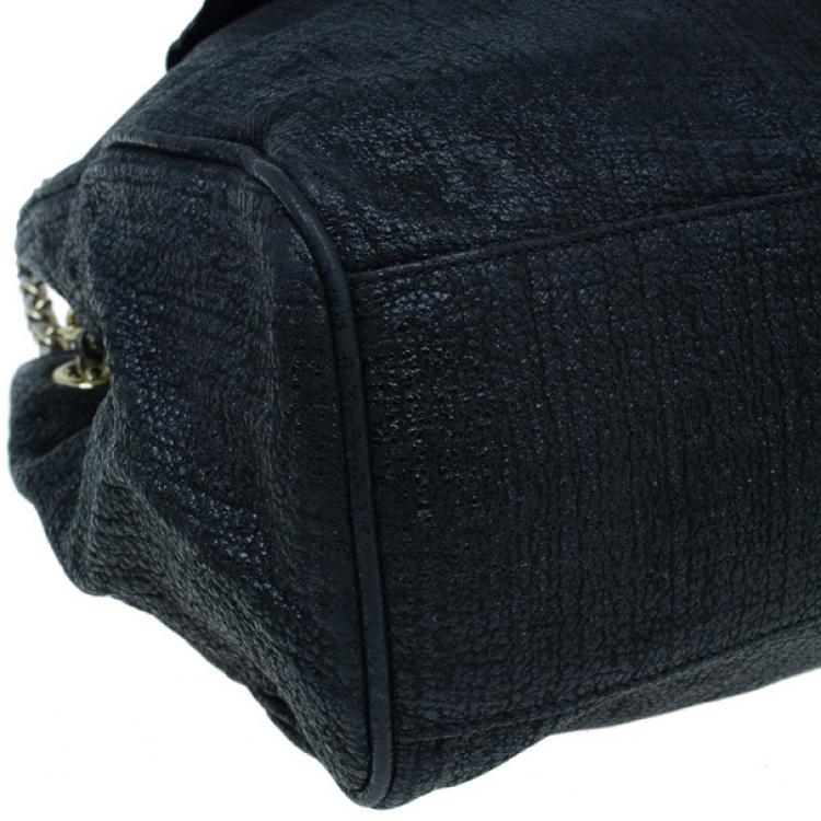 Pre Owned Mulberry Black Leather Front Flap Pocket Braided Tassel Strap Shoulder Bag