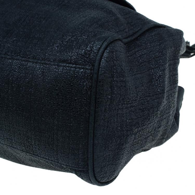 Pre Owned Mulberry Black Leather Front Flap Pocket Braided Tassel Strap Shoulder Bag