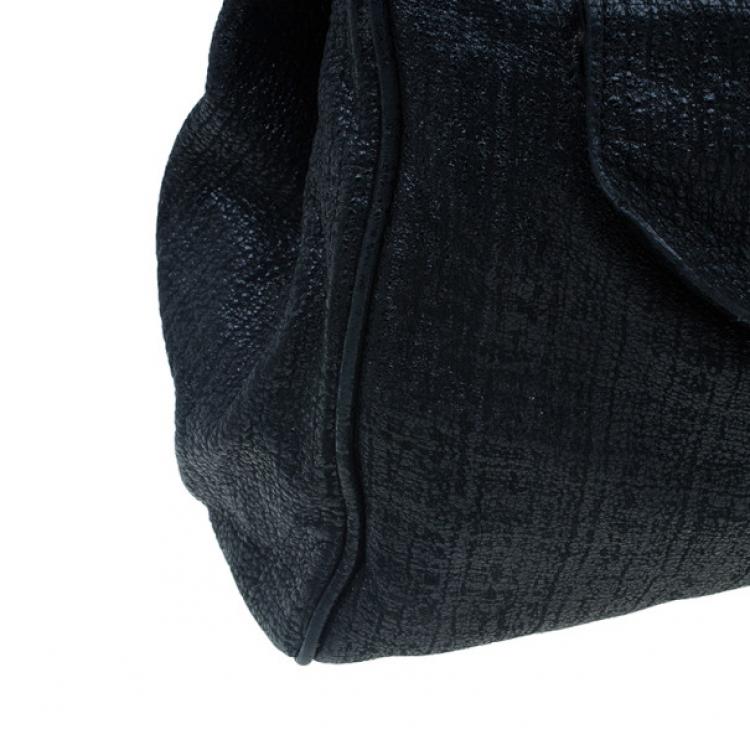 Pre Owned Mulberry Black Leather Front Flap Pocket Braided Tassel Strap Shoulder Bag