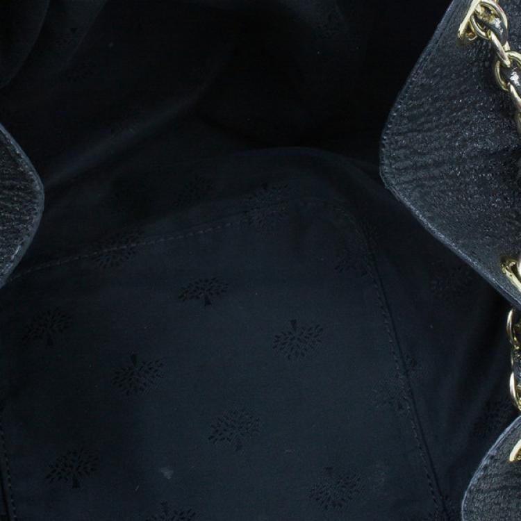 Pre Owned Mulberry Black Leather Front Flap Pocket Braided Tassel Strap Shoulder Bag