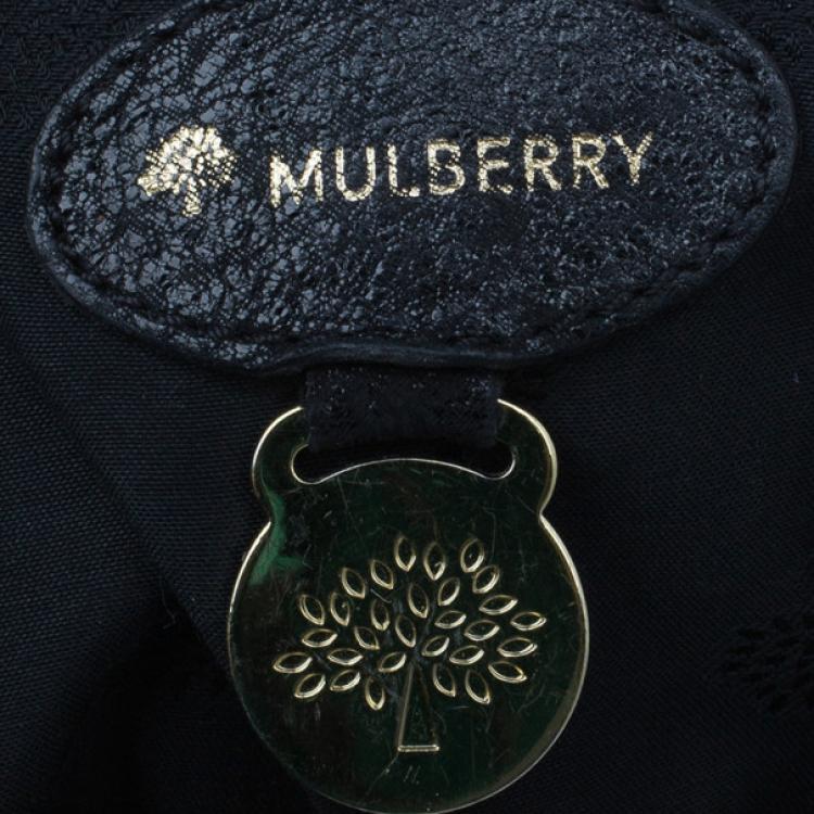 Pre Owned Mulberry Black Leather Front Flap Pocket Braided Tassel Strap Shoulder Bag