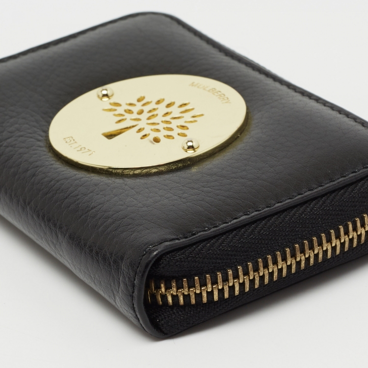 Pre Owned Mulberry Black Leather Daria Zip Around Coin Purse