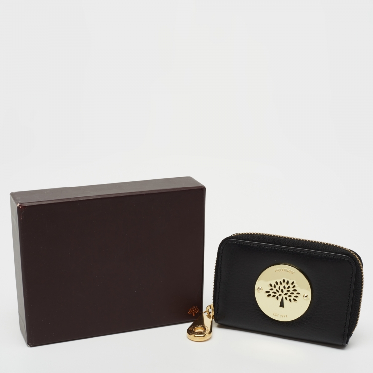 Pre Owned Mulberry Black Leather Daria Zip Around Coin Purse