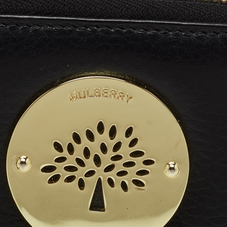 Pre Owned Mulberry Black Leather Daria Zip Around Coin Purse