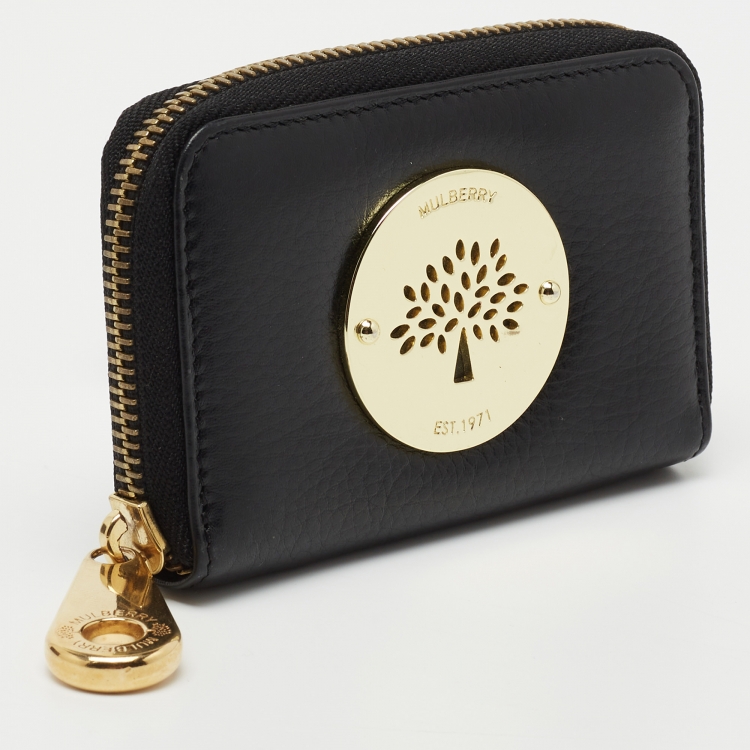 Pre Owned Mulberry Black Leather Daria Zip Around Coin Purse