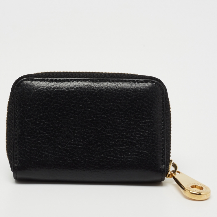 Pre Owned Mulberry Black Leather Daria Zip Around Coin Purse