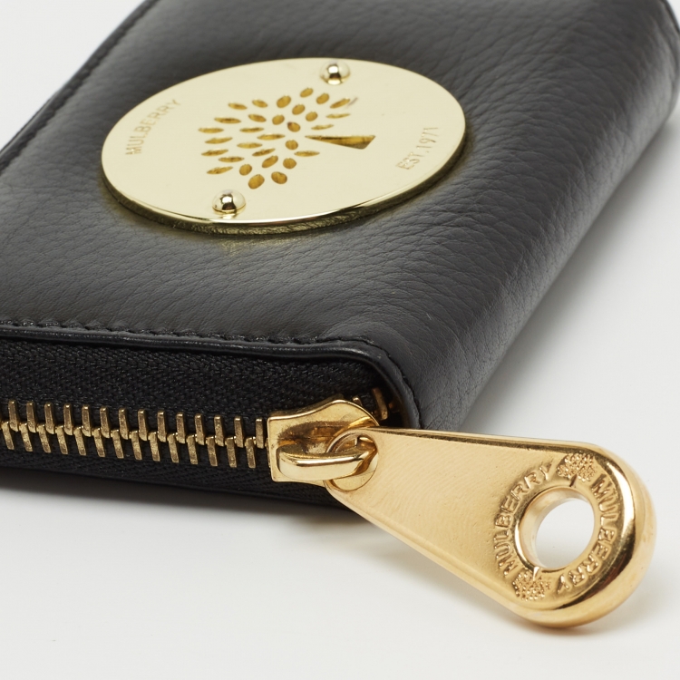 Pre Owned Mulberry Black Leather Daria Zip Around Coin Purse