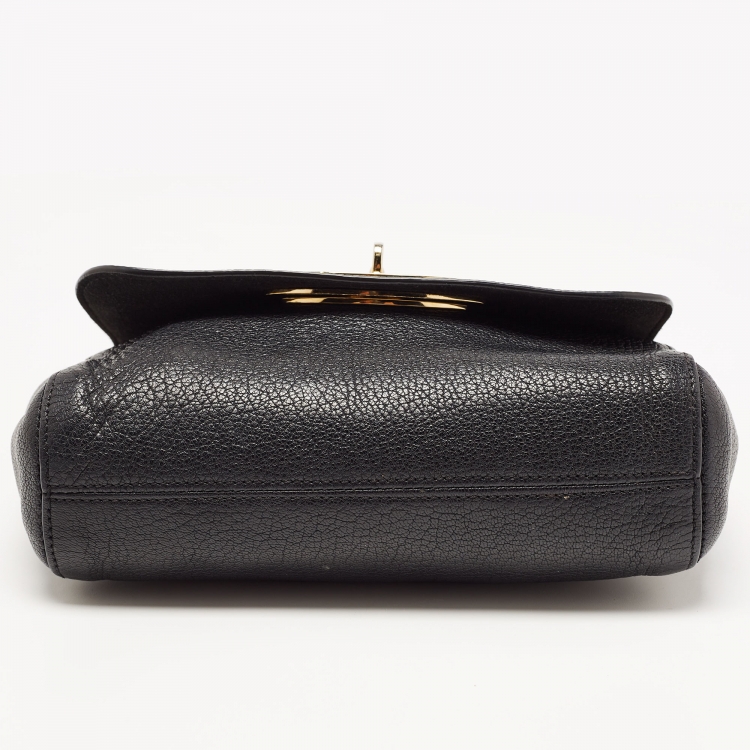 Pre Owned Mulberry Black Leather Small Lily Flap Shoulder Bag