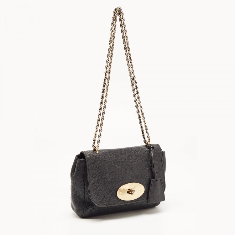 Pre Owned Mulberry Black Leather Small Lily Flap Shoulder Bag
