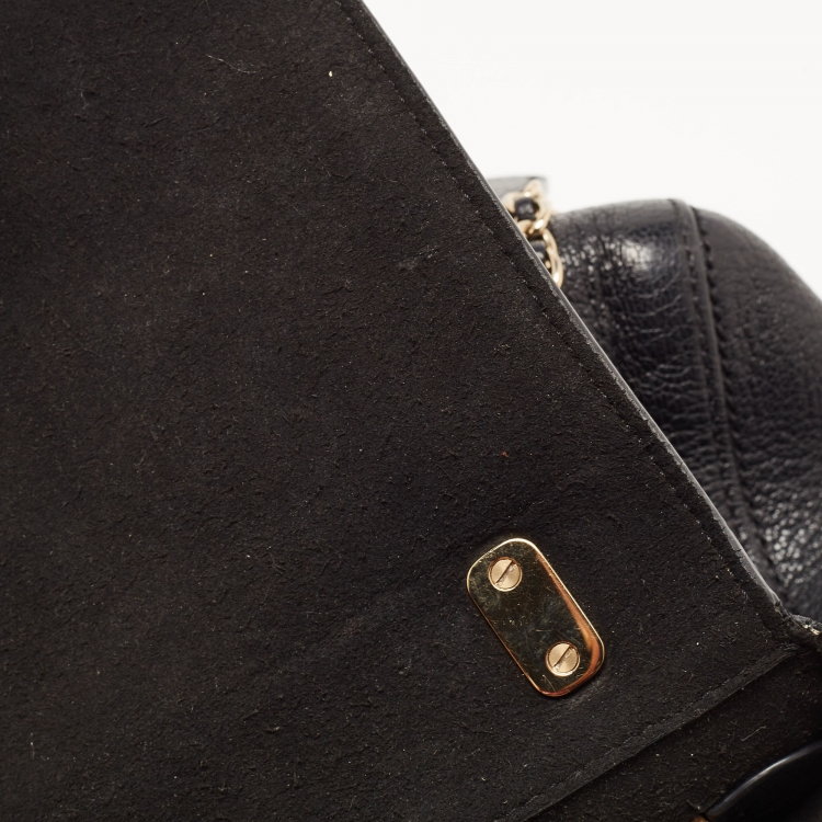 Pre Owned Mulberry Black Leather Small Lily Flap Shoulder Bag