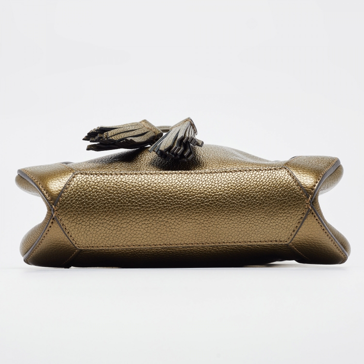 Pre Owned Mulberry Metallic Green Leather Mini Millie Drawstring Bag