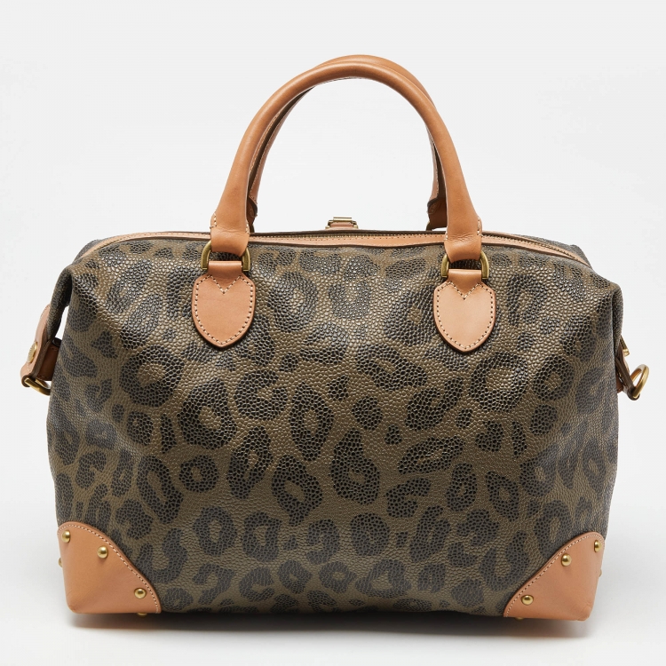 Pre Owned Mulberry Multicolor Leopard Print Coated Canvas and Leather Boston Bag