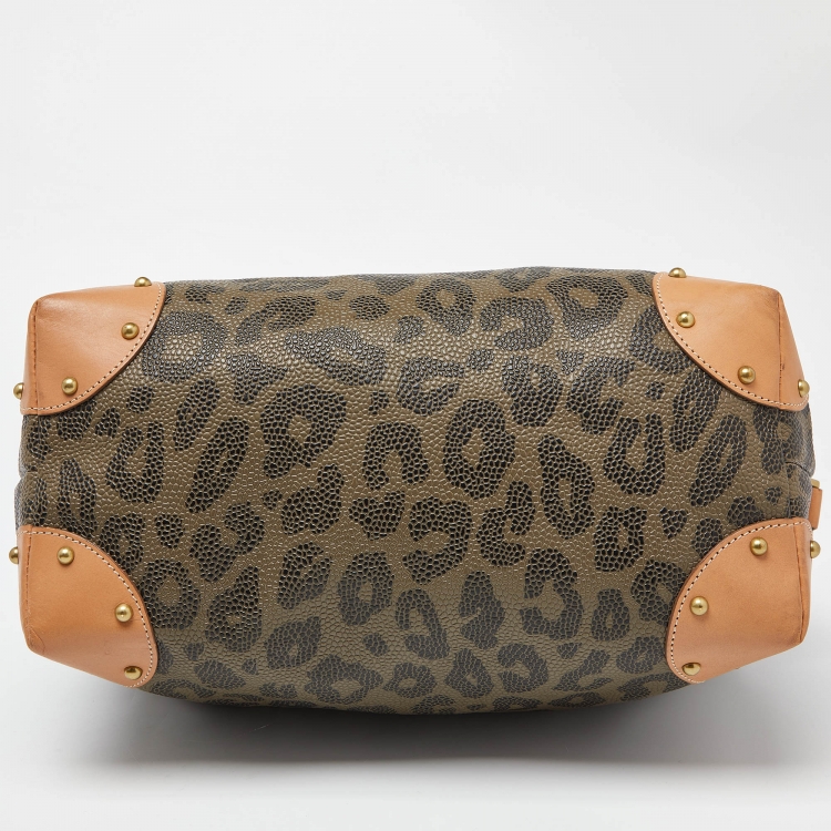 Pre Owned Mulberry Multicolor Leopard Print Coated Canvas and Leather Boston Bag