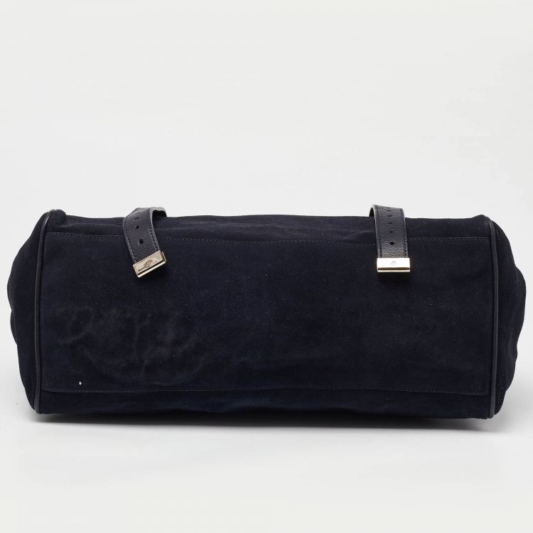 مملوكة مسبقًا Mulberry Navy Blue Suede and Leather Oversized Alexa Satchel