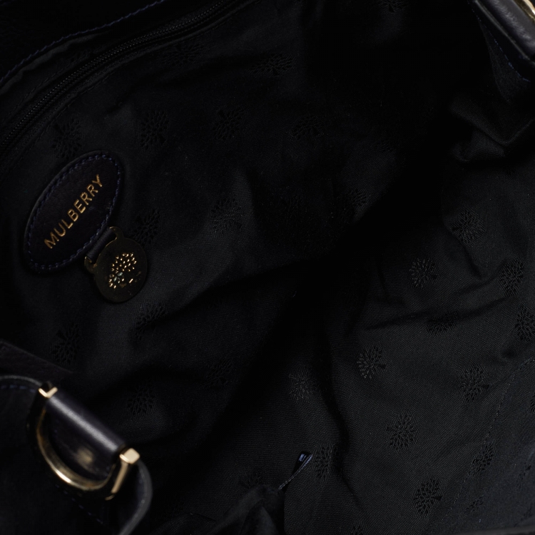 مملوكة مسبقًا Mulberry Navy Blue Suede and Leather Oversized Alexa Satchel