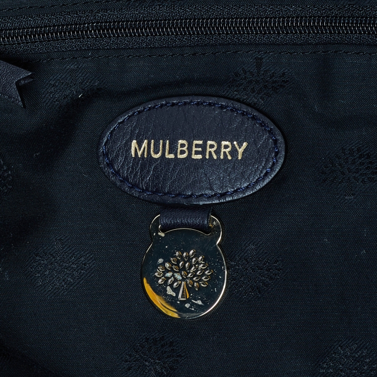 مملوكة مسبقًا Mulberry Navy Blue Suede and Leather Oversized Alexa Satchel