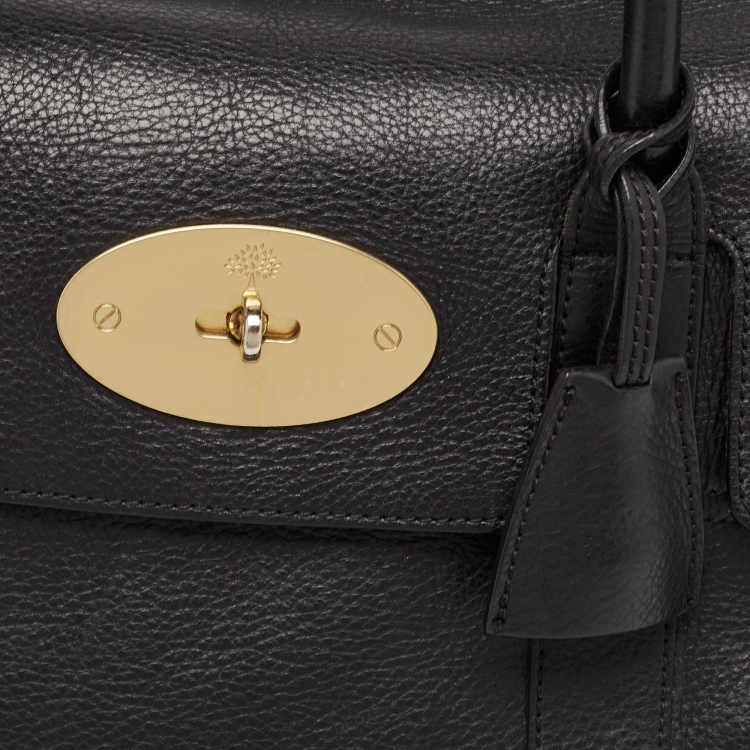 مملوكة مسبقًا Mulberry Black Leather Bayswater Satchel