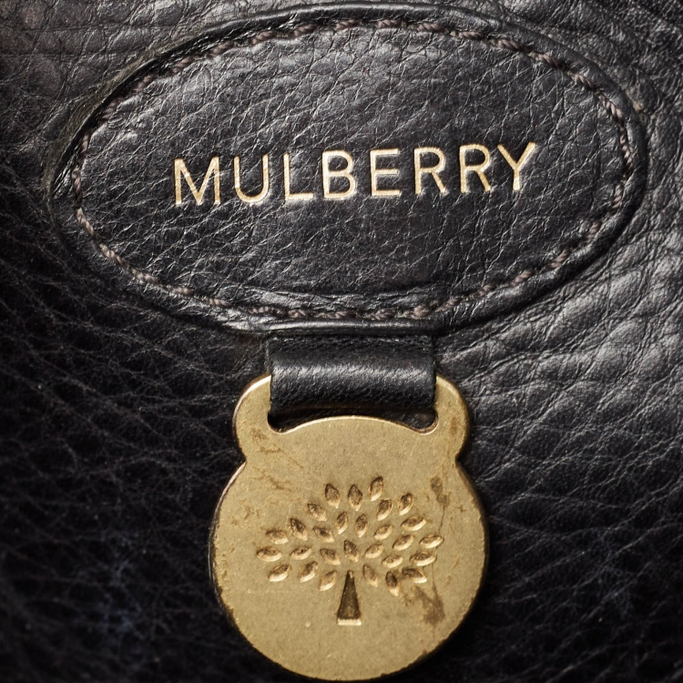 مملوكة مسبقًا Mulberry Black Leather Bayswater Satchel