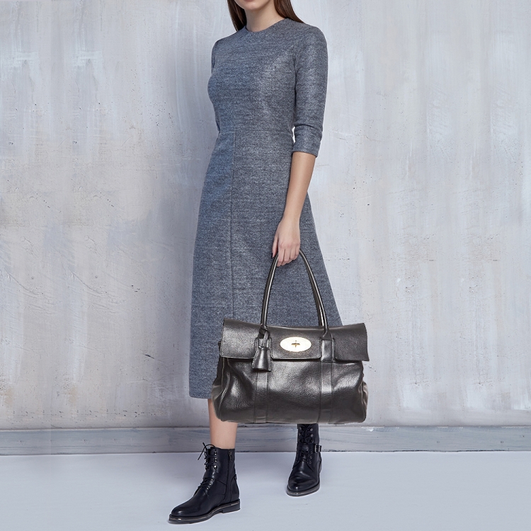 مملوكة مسبقًا Mulberry Black Leather Bayswater Satchel