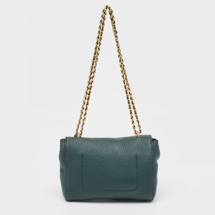 Pre Owned Mulberry Green Leather Small Lily Shoulder Bag