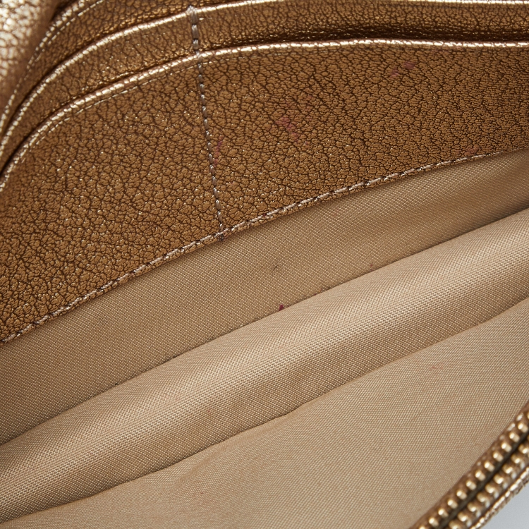 Pre Owned Mulberry Gold Leather Bayswater Chain Clutch