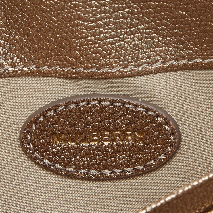 Pre Owned Mulberry Gold Leather Bayswater Chain Clutch