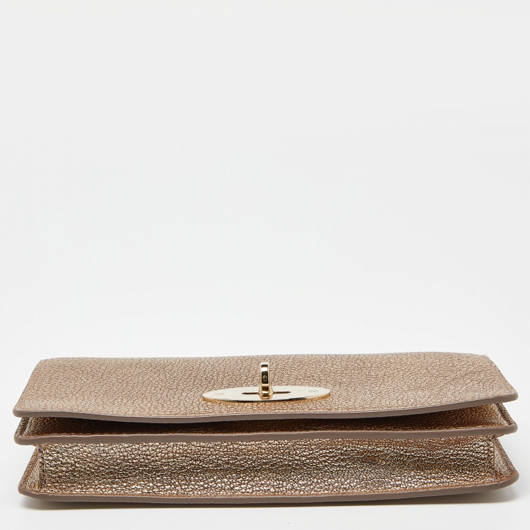 Pre Owned Mulberry Gold Leather Bayswater Chain Clutch