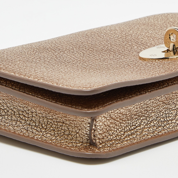 Pre Owned Mulberry Gold Leather Bayswater Chain Clutch