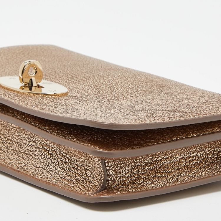 Pre Owned Mulberry Gold Leather Bayswater Chain Clutch