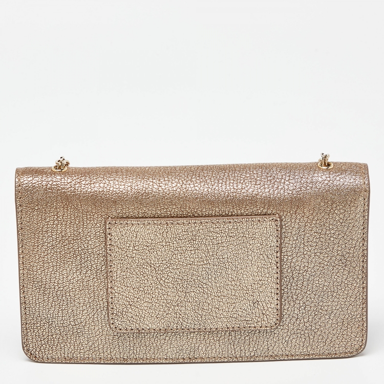 Pre Owned Mulberry Gold Leather Bayswater Chain Clutch
