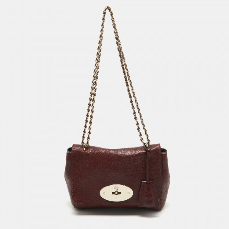 Pre Owned Mulberry Burgundy Leather Small Lily Shoulder Bag