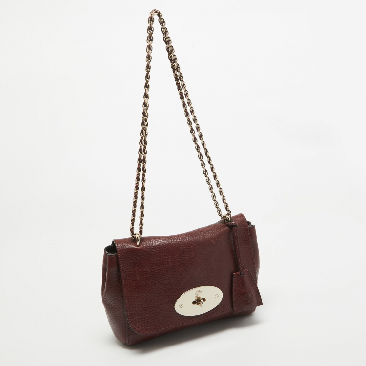 Pre Owned Mulberry Burgundy Leather Small Lily Shoulder Bag