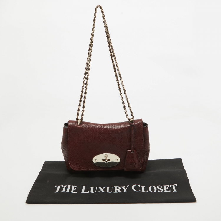 Pre Owned Mulberry Burgundy Leather Small Lily Shoulder Bag