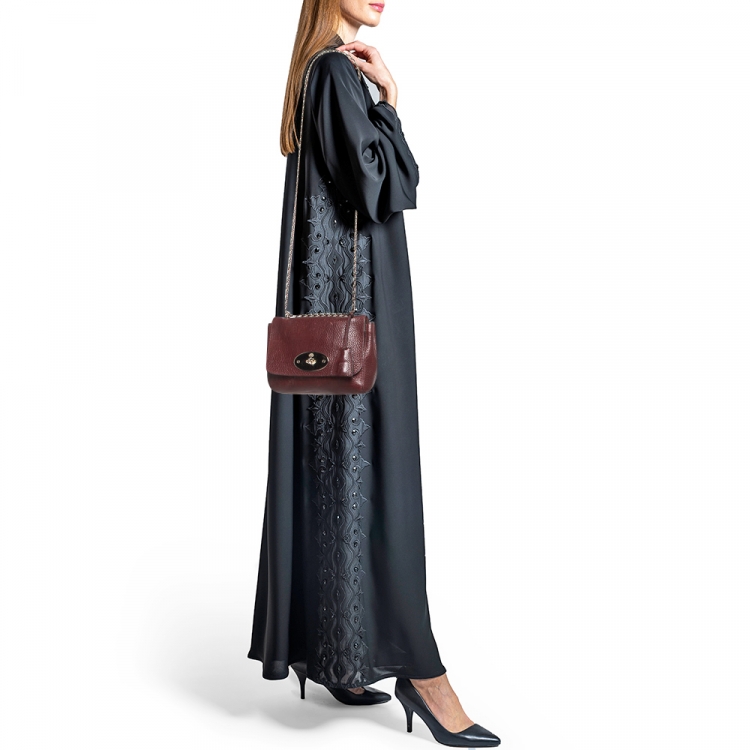 Pre Owned Mulberry Burgundy Leather Small Lily Shoulder Bag