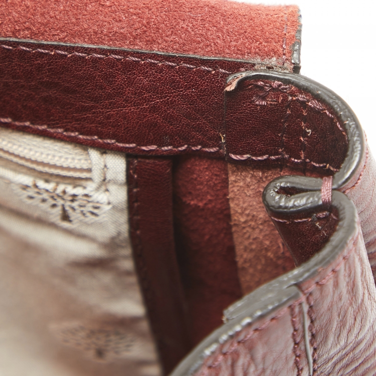 Pre Owned Mulberry Burgundy Leather Small Lily Shoulder Bag