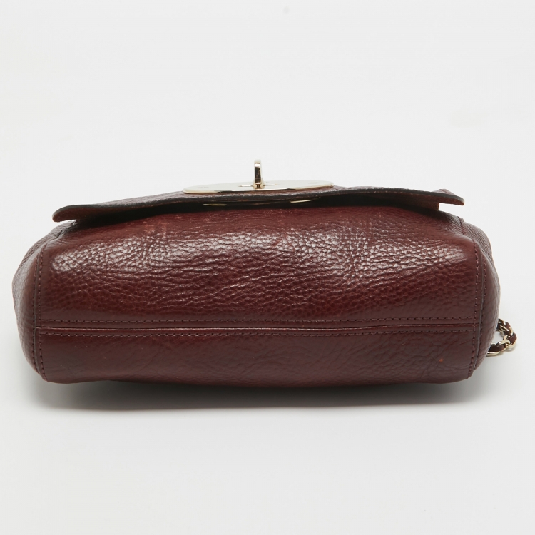 Pre Owned Mulberry Burgundy Leather Small Lily Shoulder Bag