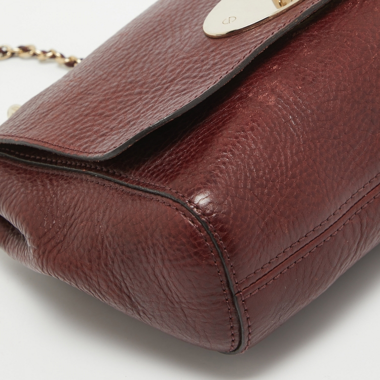 Pre Owned Mulberry Burgundy Leather Small Lily Shoulder Bag