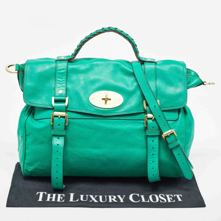 Pre Owned Mulberry Green Leather Oversized Alexa Satchel