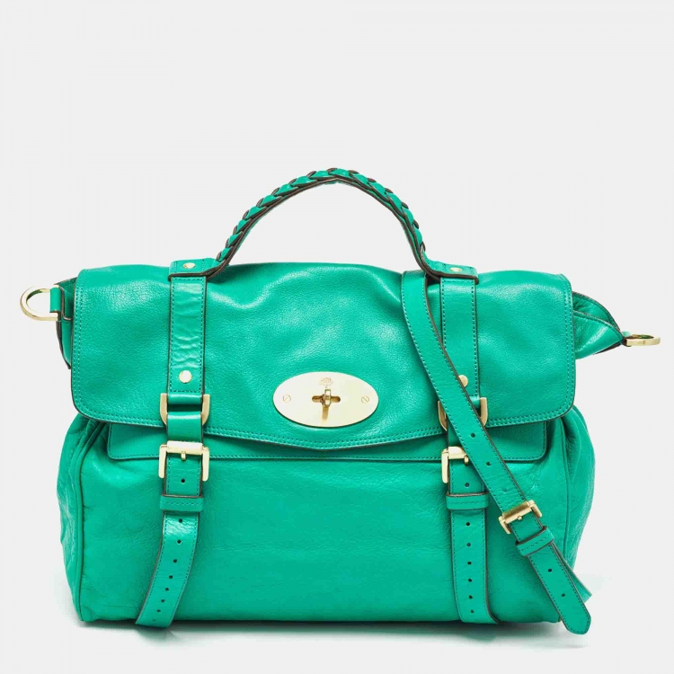 Pre Owned Mulberry Green Leather Oversized Alexa Satchel