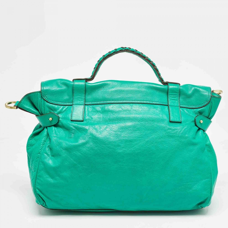 Pre Owned Mulberry Green Leather Oversized Alexa Satchel