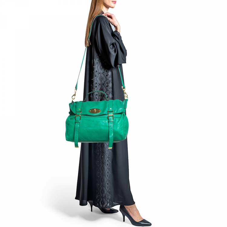 Pre Owned Mulberry Green Leather Oversized Alexa Satchel