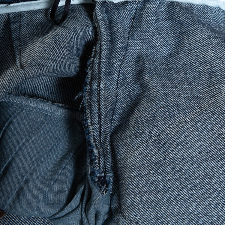 Pre Owned N21 Indigo Denim Asymmetric Pleated Mini Skirt M